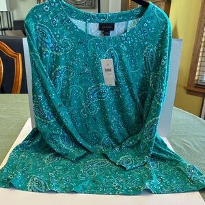 J Jill Teal Paisley Blouse Size L